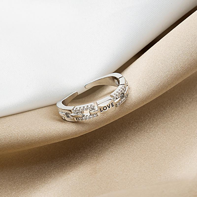 European & American Style Goddess Heart Ring: Exaggerated, Trendy, Non-Fading Diamond-Paved Design for Women