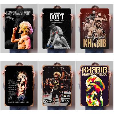 Khabib Metal Sign Boxing Posters Decoration for Home Decor Items Vintage Tinplate Sign Plaque for Wall Art Decoration Coffee Bar