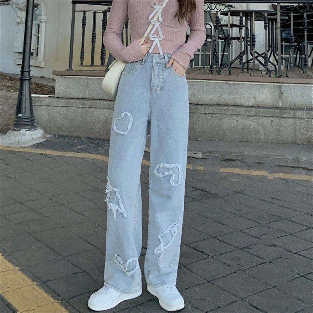 

Весна 2022, модные женские джинсы с высокой талией, женские широкие джинсы, мешковатые женские джинсовые капри, прямые брюки, джинсовые брюки для мамы XXXXL синий