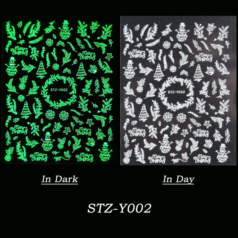 Nail Art Slider Adhesive Decals DIY Manicure White Snowflakes Nail Sticker 3D Luminous Christmas