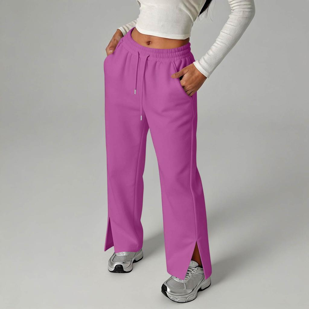 Women's Fashion Casual Wide Leg Sweatpants with Split Hem for Everyday Wear