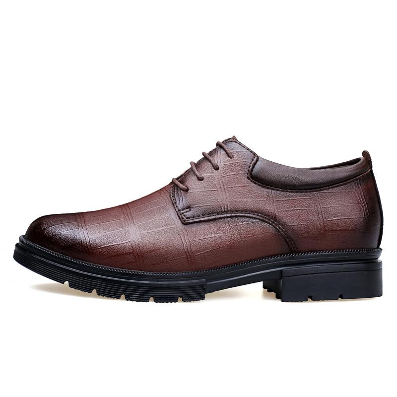 Fashion Genuine Leather Mens Oxford Shoes Pointed Toe Formal Dress Footwear Leisure Walk Gentleman Business Shoes Thick Bottom Sneakers