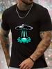 Cartoon UFO Spaceship Graphic Unisexs Crew Neck T Shirt Alien Flying Saucer Print Short Sleeve Casual Cotton Streetwear Daily Tee