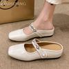Platform Mules Shoes Flats Slippers Women Sandals Square Toe Summer 2025 Trend Casual Marie Janes Shoes Dress Slides Sandalias