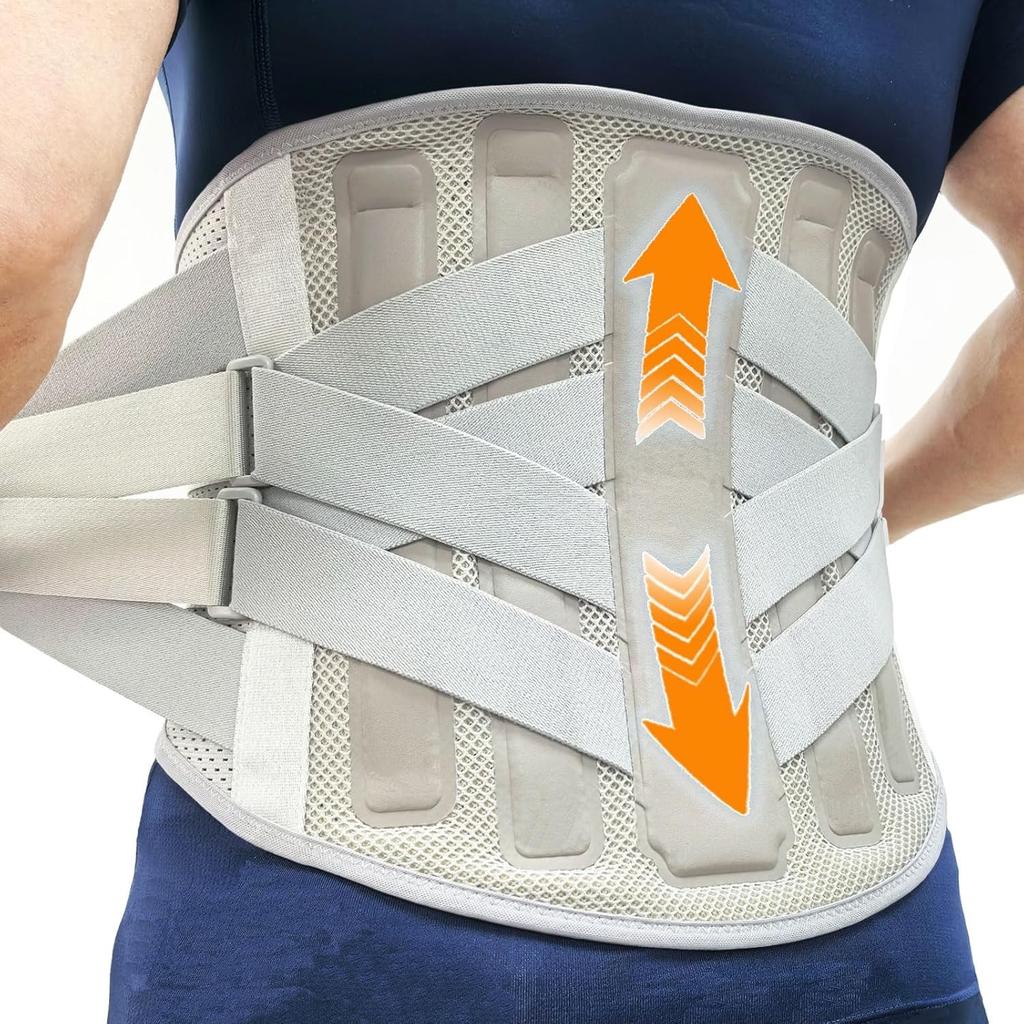 Back Lumbar Support Belt with Steel Plate Waist Protection Belt for Men and Women Spine Decompression Adjustable Back Brace for Lower Back Pain Relief