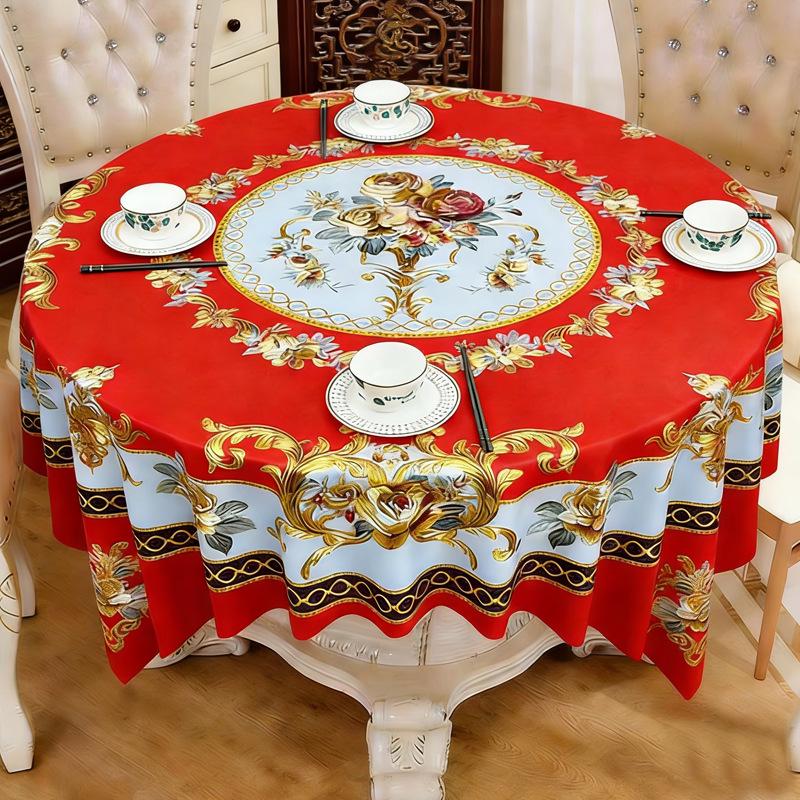 High-Grade Luxury PVC Tablecloth: Waterproof, Oil-Proof & Scald-Resistant, New Chinese Style for Round Tables