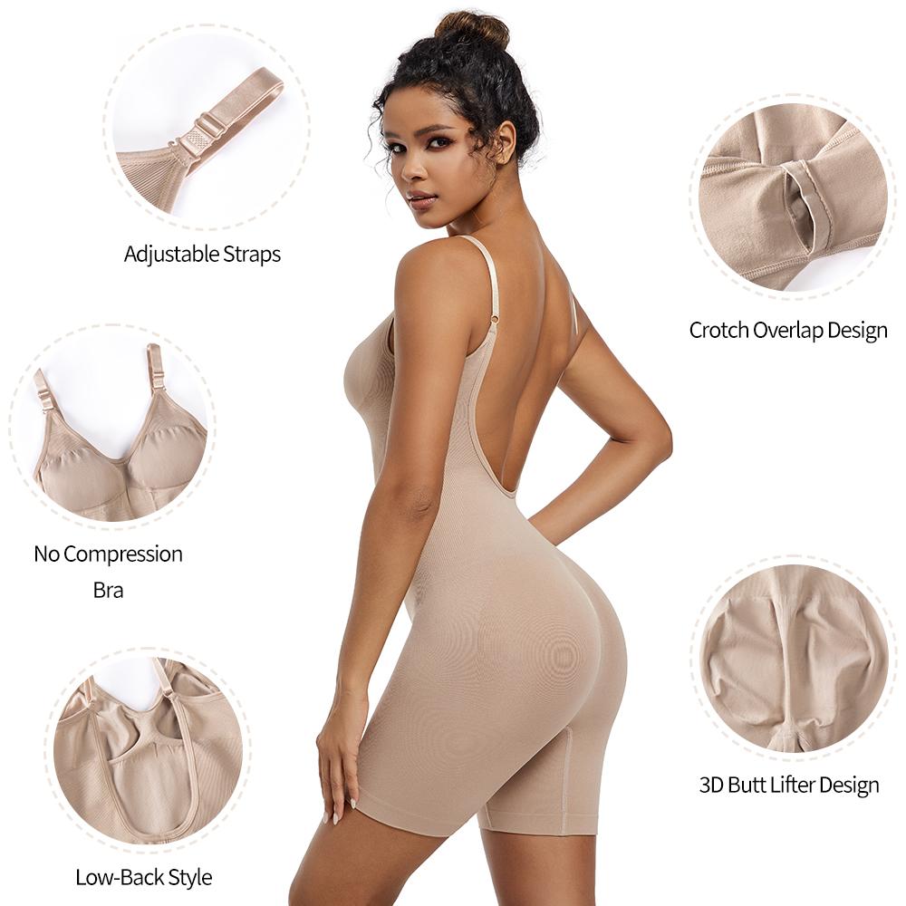 Shapewear-Body für Frauen, Bauchkontrolle, Ganzkörperformer, niedriger Rücken, Camisoles, Taillentrainer, schlankmachende Unterwäsche, Strampler, formende Tank-Tops, Trikots