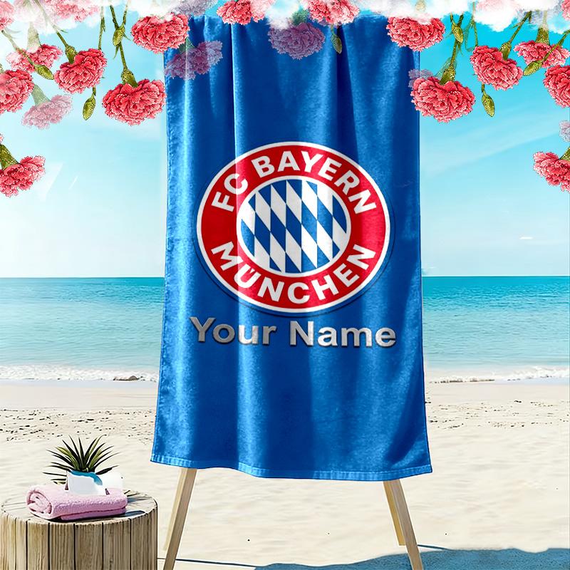 Asciugamano da Spiaggia Personalizzato con Nome FC Bayern Monaco, Grande Morbido Asciugatura Rapida per Spiaggia Campeggio Nuoto -HE212