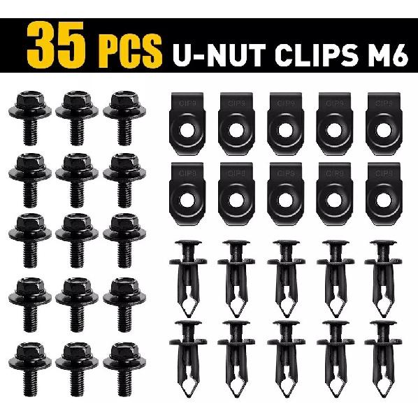 Engine Cover Undertray Splash Shield Guard Body Bolts U-Nut Clips M6 For Toyota