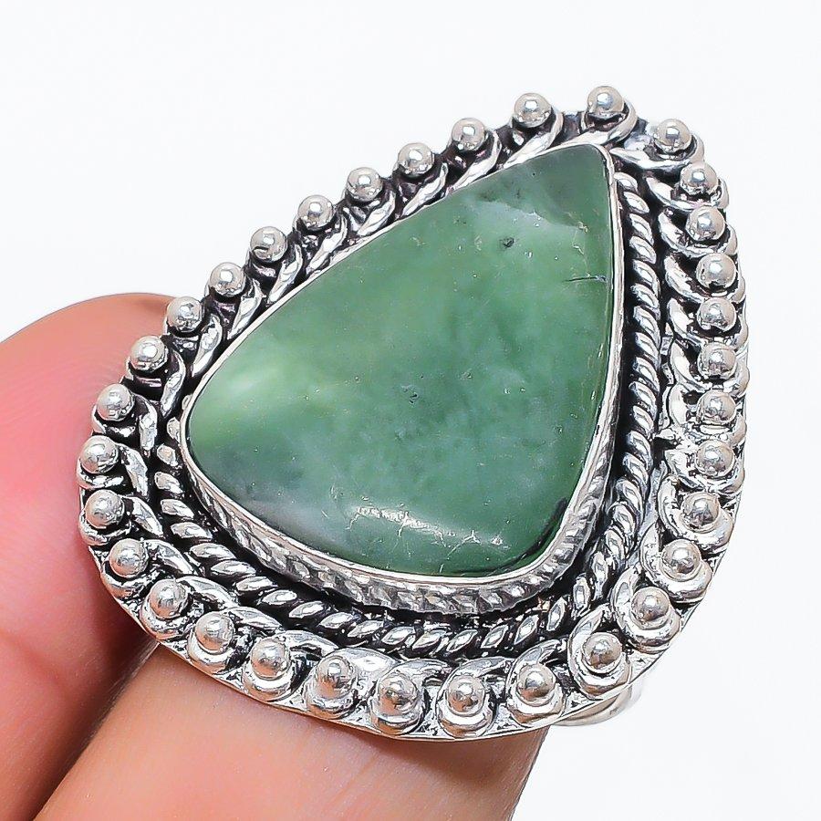 Natural Indian Moss Agate 925 Sterling Silver Jewelry Ring Size 9.5 K4D25
