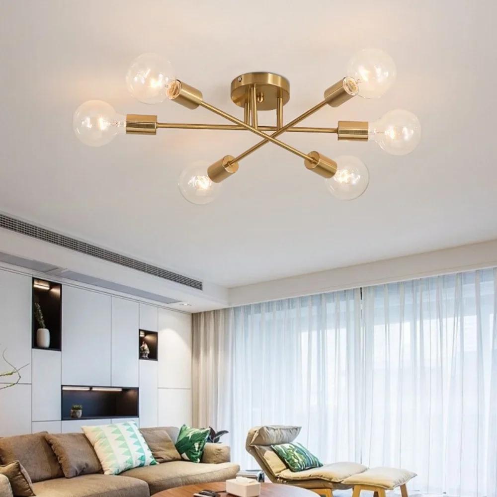 Nordic Modern Lamp Retro Iron Chandelier Minimalist Art LED Ceiling Light Creative Personality Pendant Lamps Living Room Bedroom