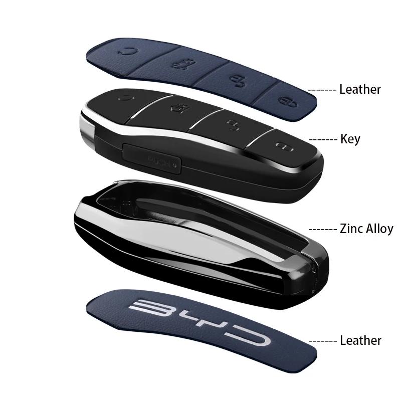 Alloy Car Remote Key Case Cover Shell For BYD Atto 3 Han EV Dolphin Lied Tang Dm Qin PLUS Song Pro MAX Yuan  Protector Keychain