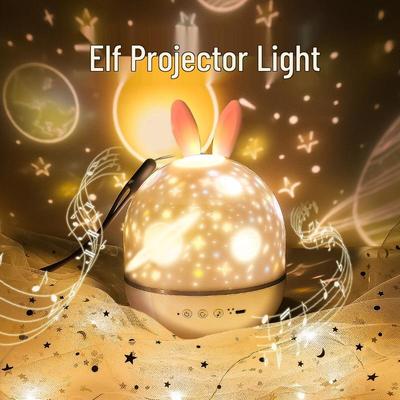 Elf LED Rechargeable Rotating Projection Lamp: Creative Children's Night Light & Music Box with Remote Control