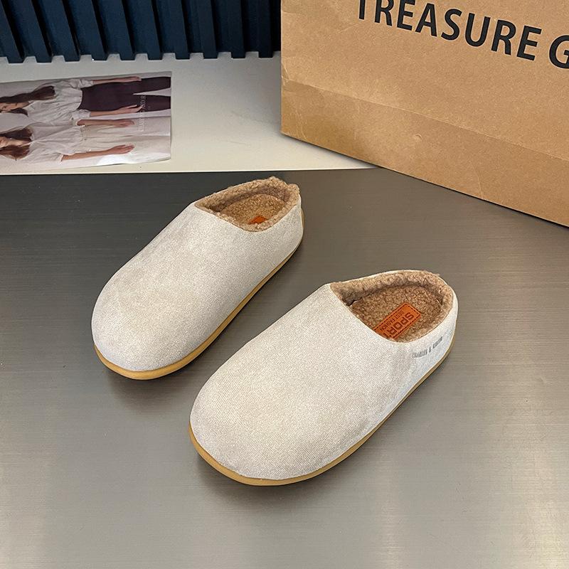 Cotton slippers women's 2025 new velvet lazy one pedal niche fashion comfortable versatile height bag head women's drag