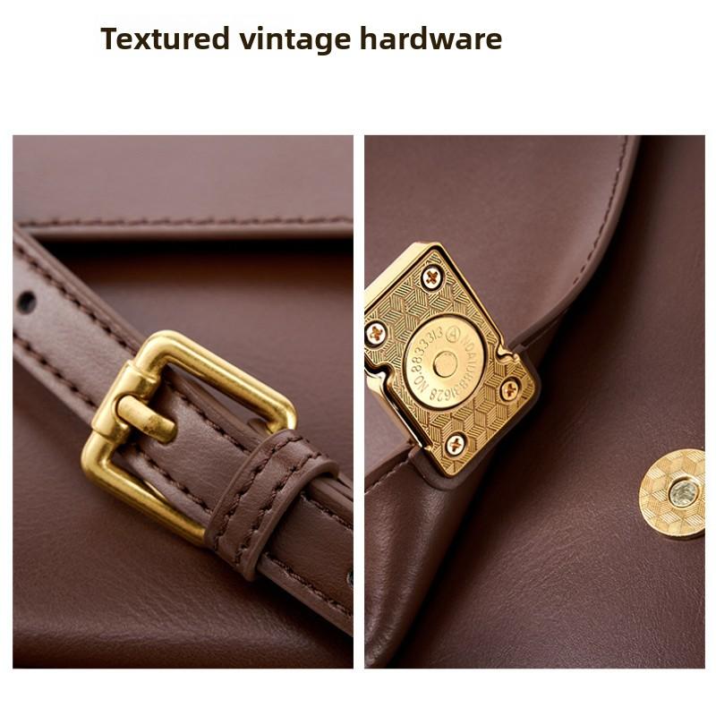 Leather Bag Women's Bag Crossbody Bag Women's Commuter Shoulder Tofu Bag Small Square Bag Cowhide Bag