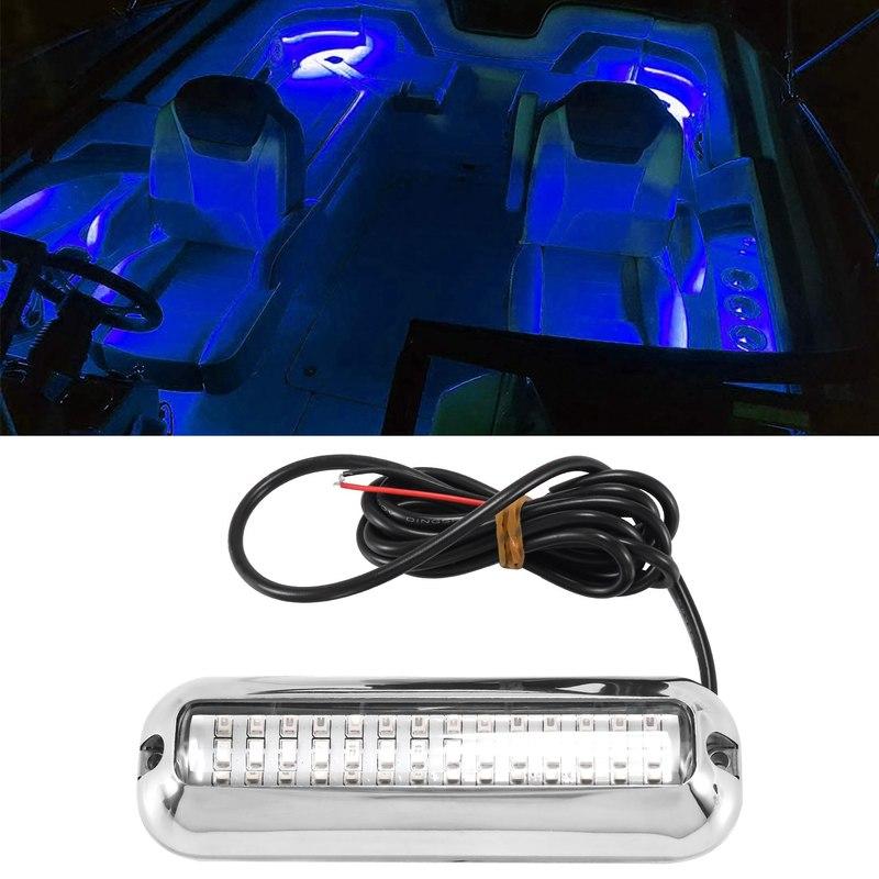 NEW-2Pcs 42LED Boat Drain Light Boat Transom Light Blue Underwater Pontoon Marine Light