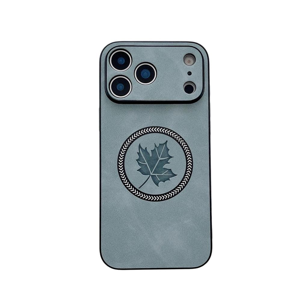 Luxury Maple Leaf Suede Magnetic Case for Apple 17 Pro Max