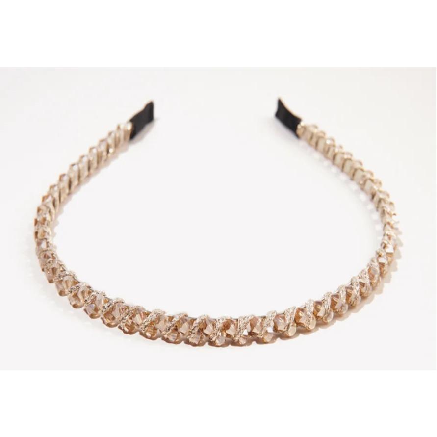 Fashion Crystal Bezel Headwear Women Beaded Headband Girls Vintage Hair Bands Hairband Hoop for Wedding Party Hair Accessories