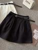 Women's High Waist Mini Skirt A Line Skirt Pleated Umbrella Skirt Korean Casual Solid Color Short Bottoms