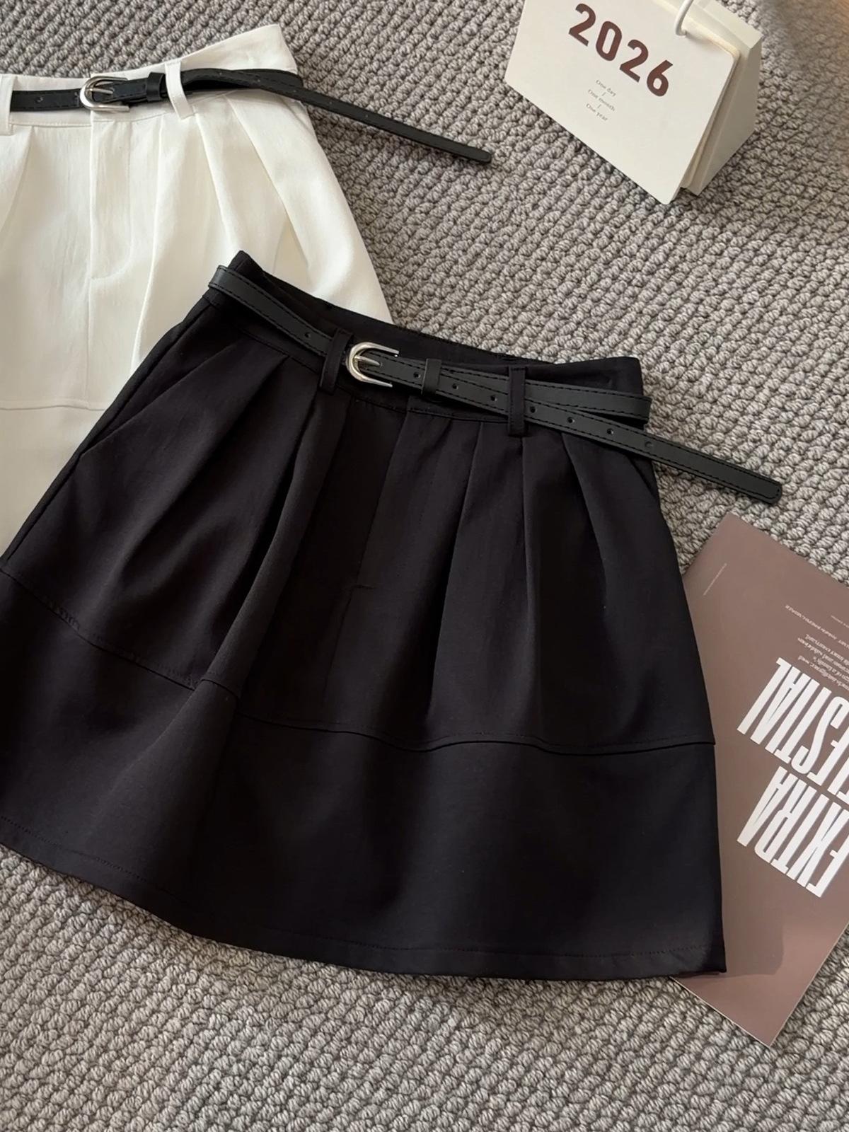 Women s High Waist Mini Skirt A Line Skirt Pleated Umbrella Skirt Korean Casual Solid Color Short Bottoms S