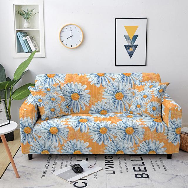 Elastic Sofa Cover For Living Room Sunflower Print Seater Flower Printed Couch Cover Sectional Sofa Protector Home Decor