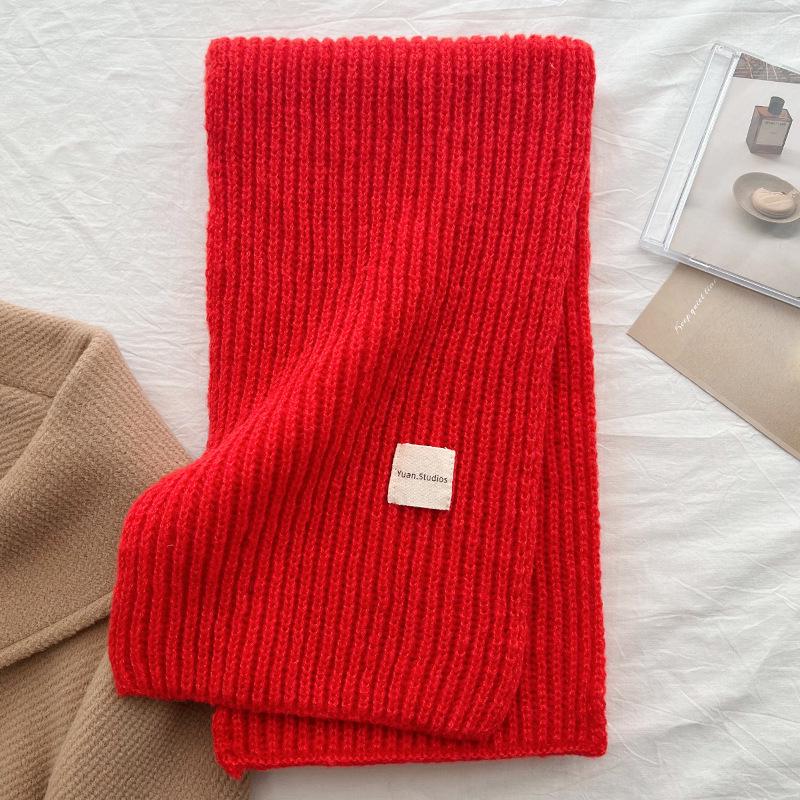 Korean-Style Houndstooth Knitted Round Neck Scarf - Warm, Versatile, Trendy Autumn/Winter Accessory