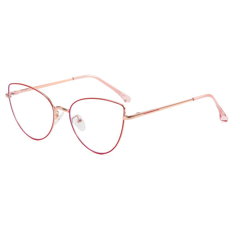 Fashion Cat Eye Anti-blue Light Glasses Women's Plain Thin Frame Glasses Metal Spring Legs Computer Eyewear use
