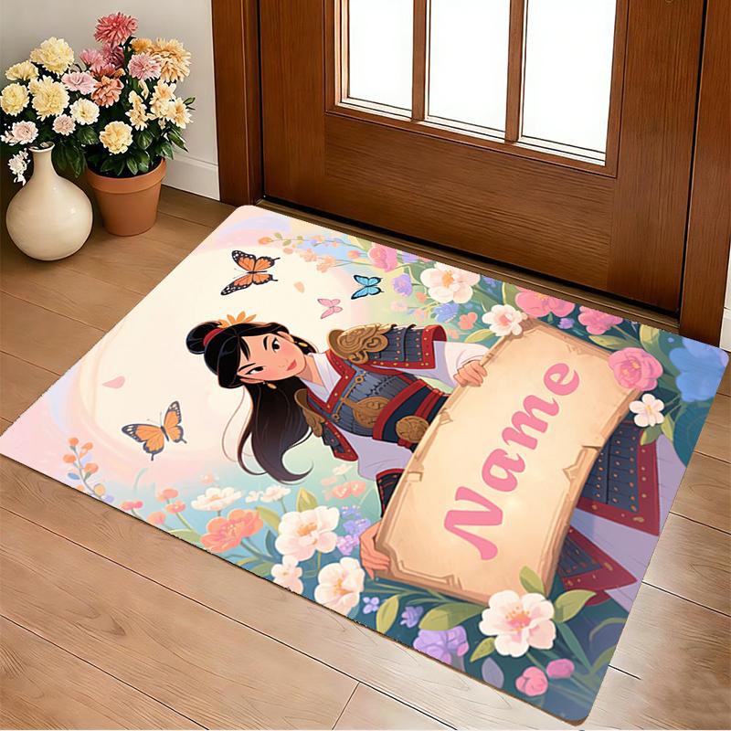 Custom Name Princess Garden Living Room Non-Slip Area Rug Soft Carpet for Bedroom Kids Playroom Sofa Office Home Decor Doormat