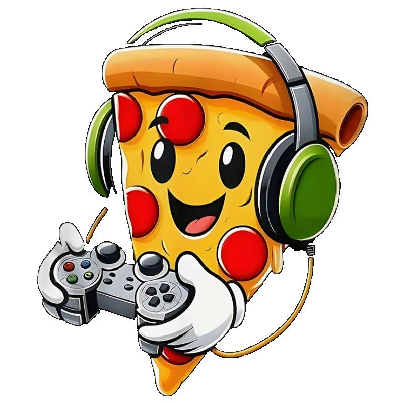 Casual T Shirt Black Pizza Gamer With Headphones And Controller Graphic For Gaming And Everyday Wear