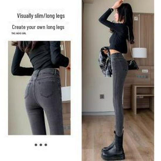 Jean en velours taille haute style coréen: Pantalon crayon chaud, élastique et slim pour femmes - Parfait pour l'automne et l'hiver