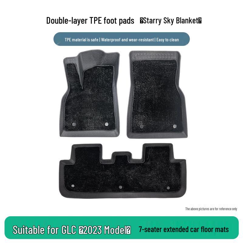 Durable TPE Rubber Floor Mats Set for 2023 Mercedes-Benz GLC 7-Seater Extended Version