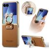 Business Luxury Ring Holder Plating Leather Case For Samsung Z Flip 7 6 5 4 Shockproof Cute Diamond Decoration Anti Drop Cover
