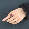 Adjustable Open Ring Women Men Vintage Bohemian Style Red Agate Geometric Statement Copper Jewelry