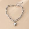 High Quality Punk Big Heart Pendant Necklace Women Fashion Statement Chunky Heavy Chain Fashion Jewelry Punk Thick Chain