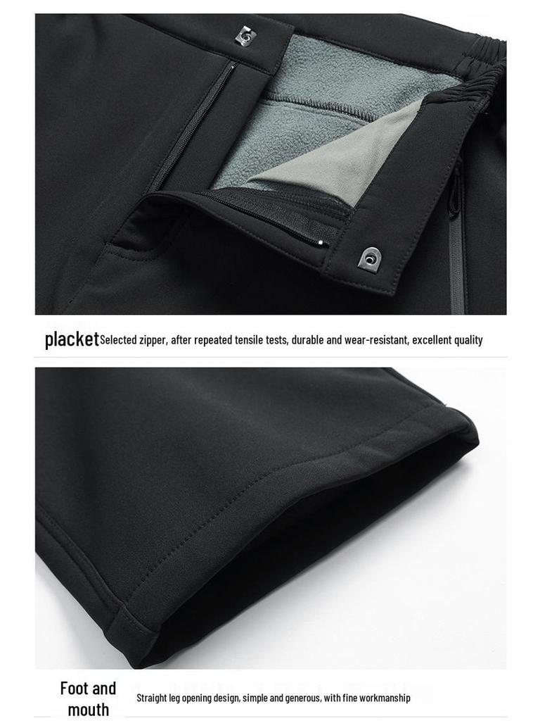 Men's Fleece-Lined Softshell Hiking Pants - Windproof, Warm, and Wear-Resistant for Outdoor Use