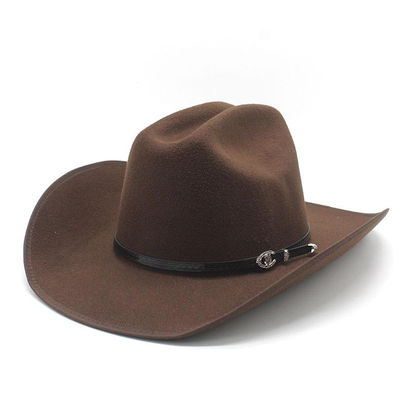 Cowboy Hat Felt Top Hat Western Gentleman'S Hat Felt Hat Jazz Hat Men'S Winter Hat
