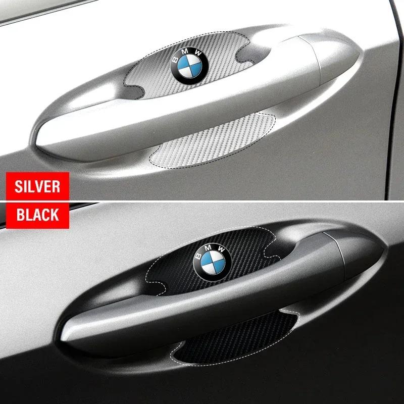 4 PZ Adesivo Protezione Maniglia Porta Auto in Fibra di Carbonio Emblema Accessori per BMW Serie 3 4 5 7 GT X1 X3 X4 X5 X6 F15 F16 F18 F10