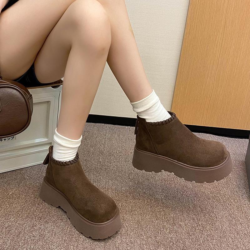 Fashion Women Keep Warm Round Toe Ankle Boots High Quality Ladies Shoes NEW Fashion Back Zip Solid Modern Platform Boot Zapatos De Mujer