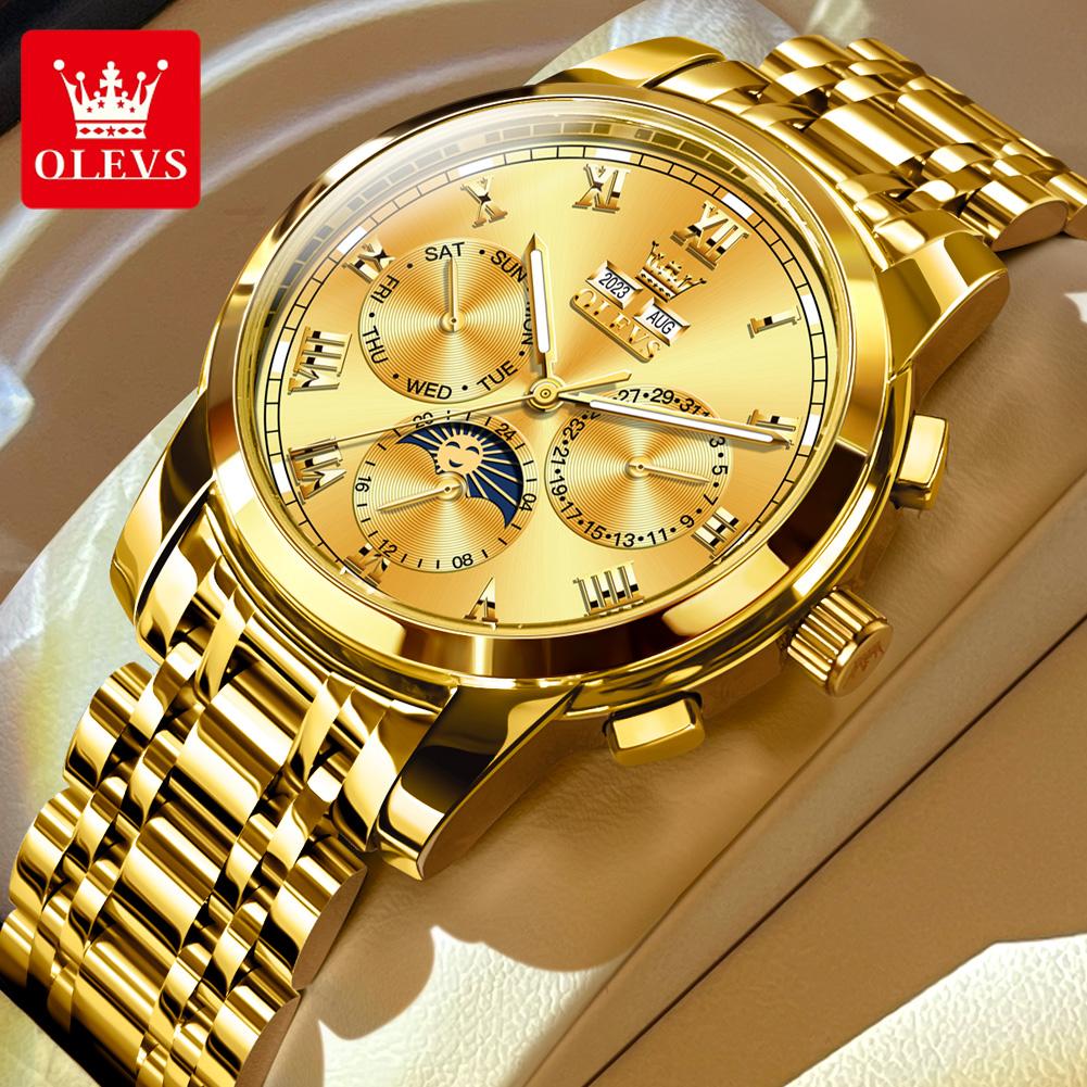 OLEVS 6692 Bussiness Dress Automatic Mechanical Watch for Men Moon Phase Waterproof Calendar Men's Wristwatch Luxury