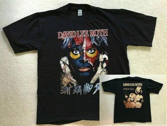 Camiseta del Tour de Conciertos Eat Em And Smile de David Lee Roth de los años 80 QE244 Camiseta Unisex