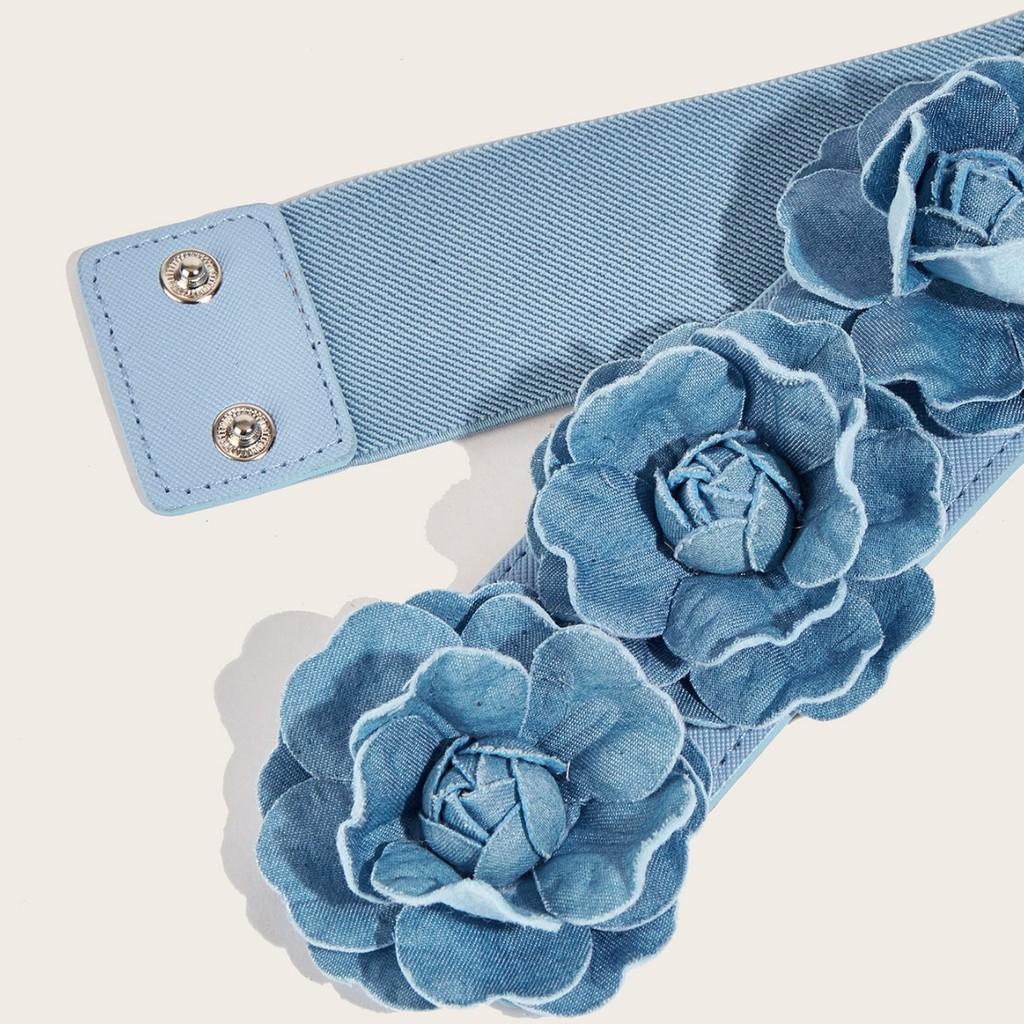 Cintura Floreale Classica da Donna in Tessuto Lavorato a Maglia con Chiusura a Gancio per Accessorio Moda da Esterno