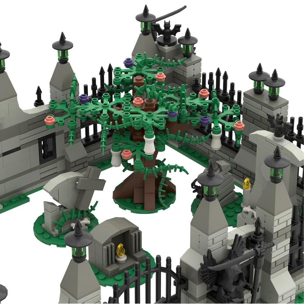 Hell'S Gate Small Particles Building Block Scene Fence Landscape Halloween Haunted House Modular Ornament