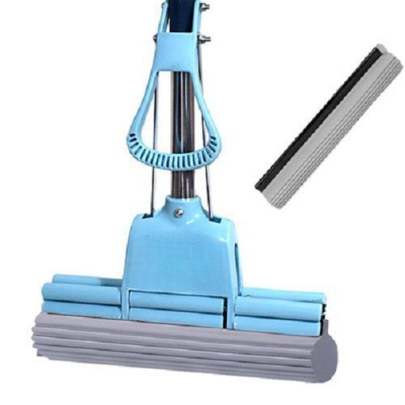 Sponge Mop with Cotton Squeeze Roller - High Absorption, Hands-Free, Large & Durable for Household Floors