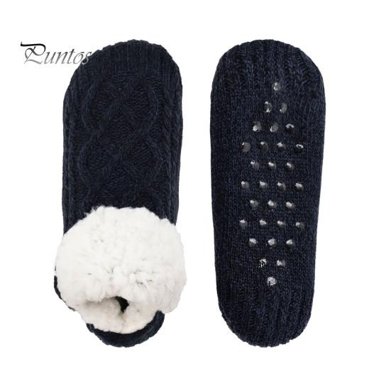 1 Pair Winter Floor Socks Thick Plush Knitted Heat Retention Anti-slip Silicone Sole V-Shaped Ribs Warm Daily Home Wear Bedroom Socks