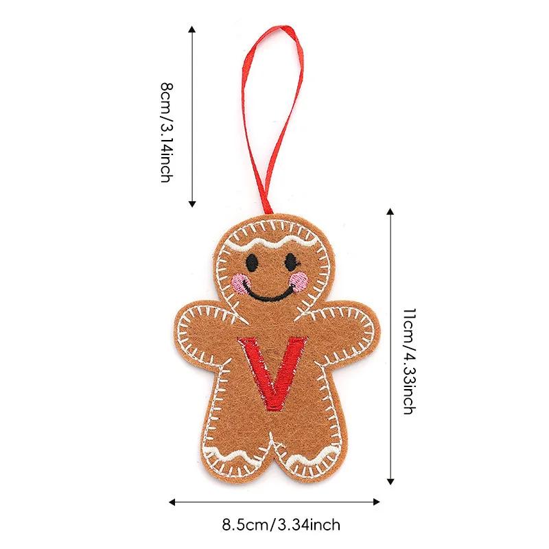 A-Z Gingerbread Man Doll Christmas Decoration Pendants Xmas Tree Hanging Ornament Christmas for Home New Year Kids Gift