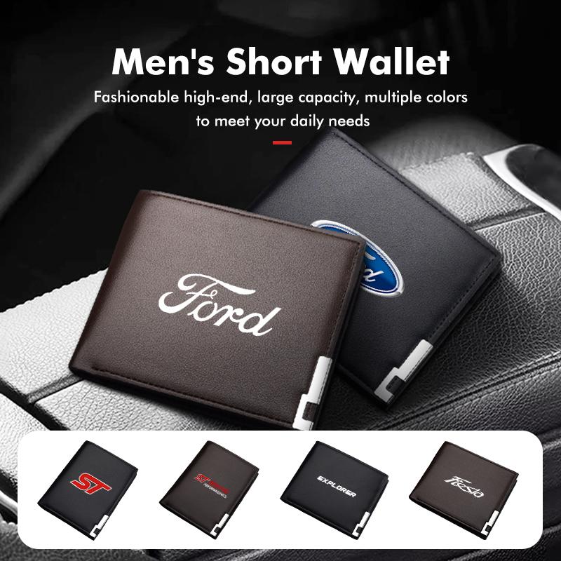 YYQO6 For Ford Car Logo Men Short Foldable Credit Card Holder Leather Money Wallet Accessories Focus mk2 mk3 mk4 Fiesta Ranger