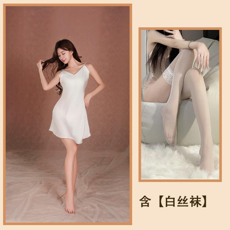 Sexy underwear suspender nightgown women's ice silk backless large size advanced sense pure desire style sexy pajamas advanced