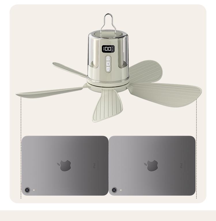 Wiederaufladbarer leiser Deckenventilator mit USB-Nachtlicht für Schlafsäle und Outdoor-Camping