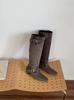 European and American style tall and thin, wrinkled piled boots, new square head thick heel belt buckle, one pedal knight boots women
