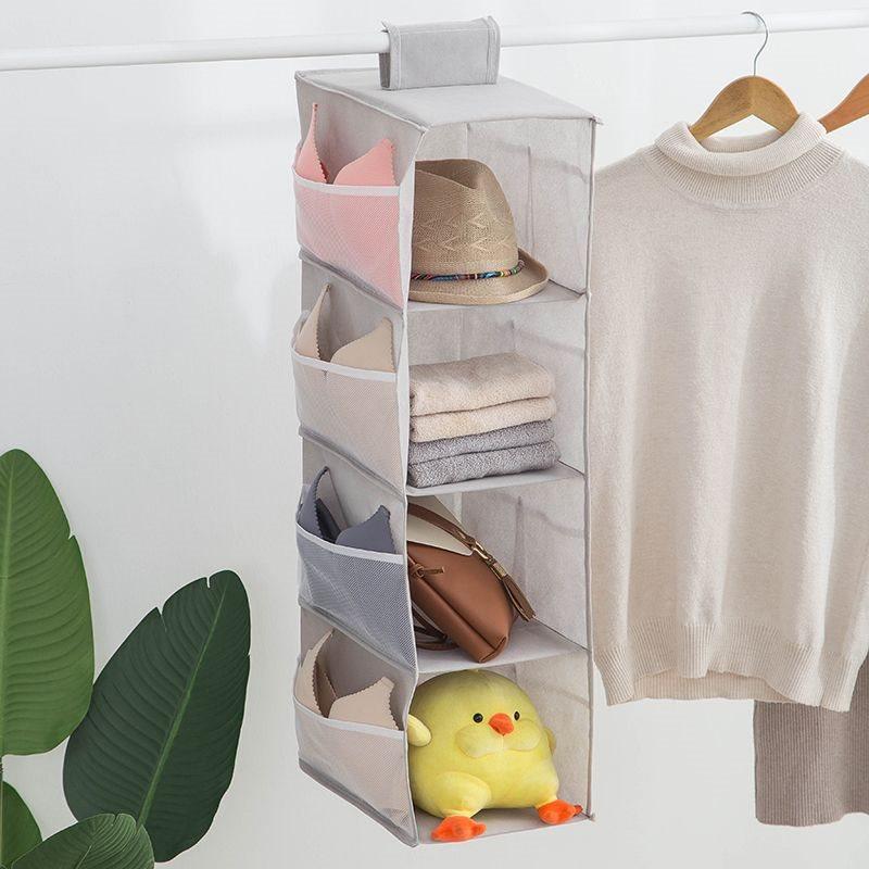 Non-woven Washable Wardrobe Multi-Layer Folding Hanging Bag for Bra, Socks Storage Organizer, Clothes Organizer